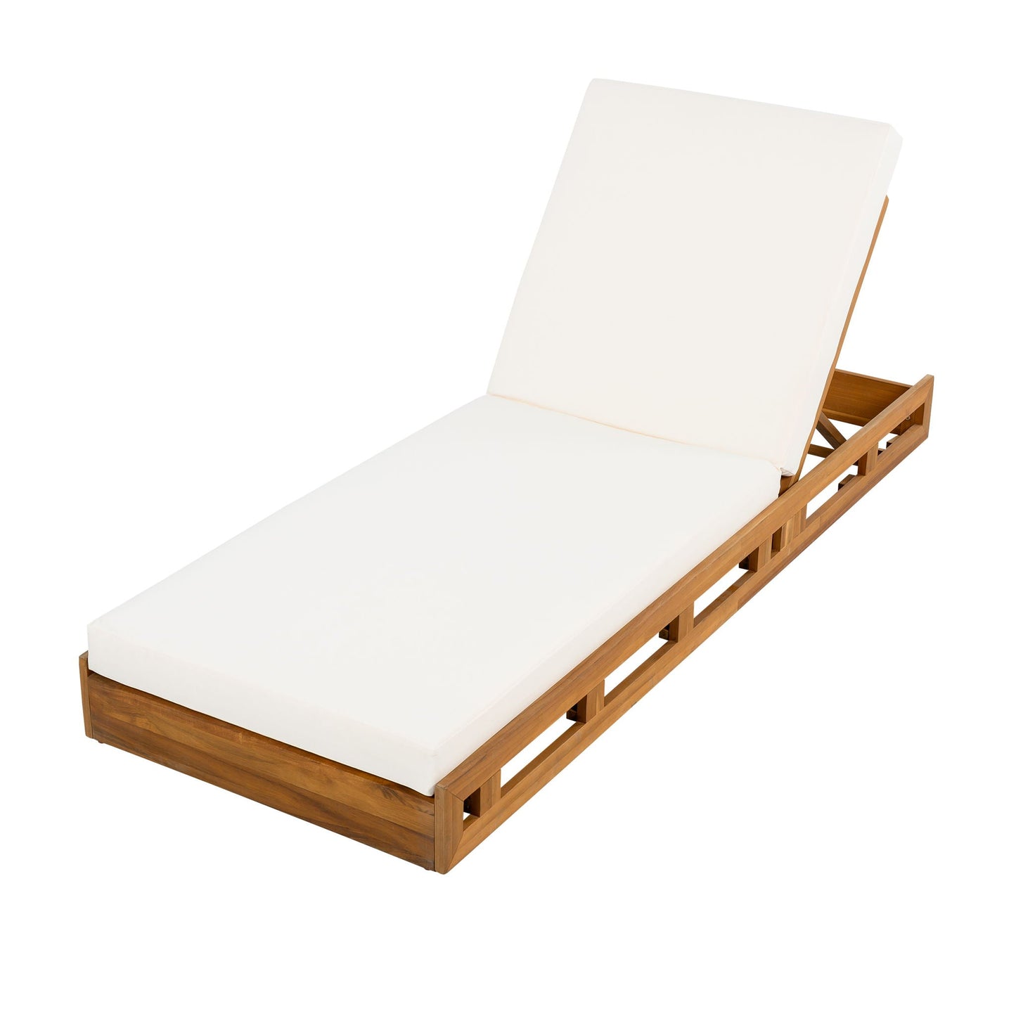 Premium Acacia Wood Lounge Chaise Set with Water-Resistant Cushions