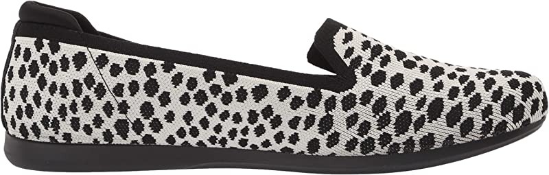 Clarks Women's Carly Dream Loafer Flat White/Black Interest Knit