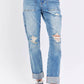 Judy Blue - High Waisted Distressed Boyfriend Jeans With Patch Pocket