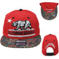 Leader California Cali Bear Logo State Red Republic Snapback Patterned Hat Cap