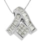 14K White Gold 1 7/8 cttw Princess and Baguette Cut Mixed Geometry Diamond Pendant Necklace (G-H, SI1-SI2)