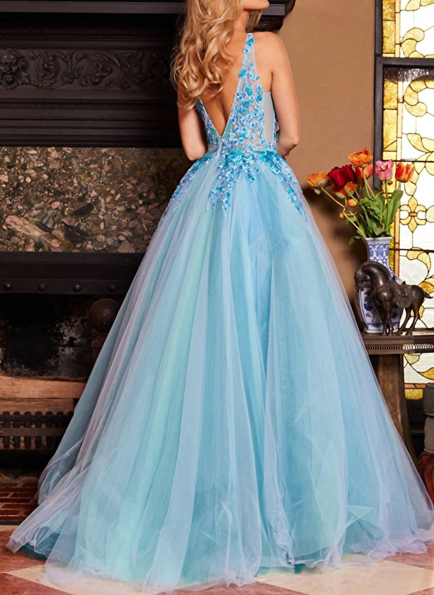Jovani - Floral Embroidered Bodice Ballgown