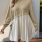Perfee Contrast Round Neck Long Sleeve Mini Dress
