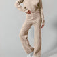 Double Take - Checkered Round Neck Top And Pants Set
