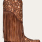 Corral - Women's Overlay White Embroidery Lamb Fringe Snip Toe Cowboy Boot