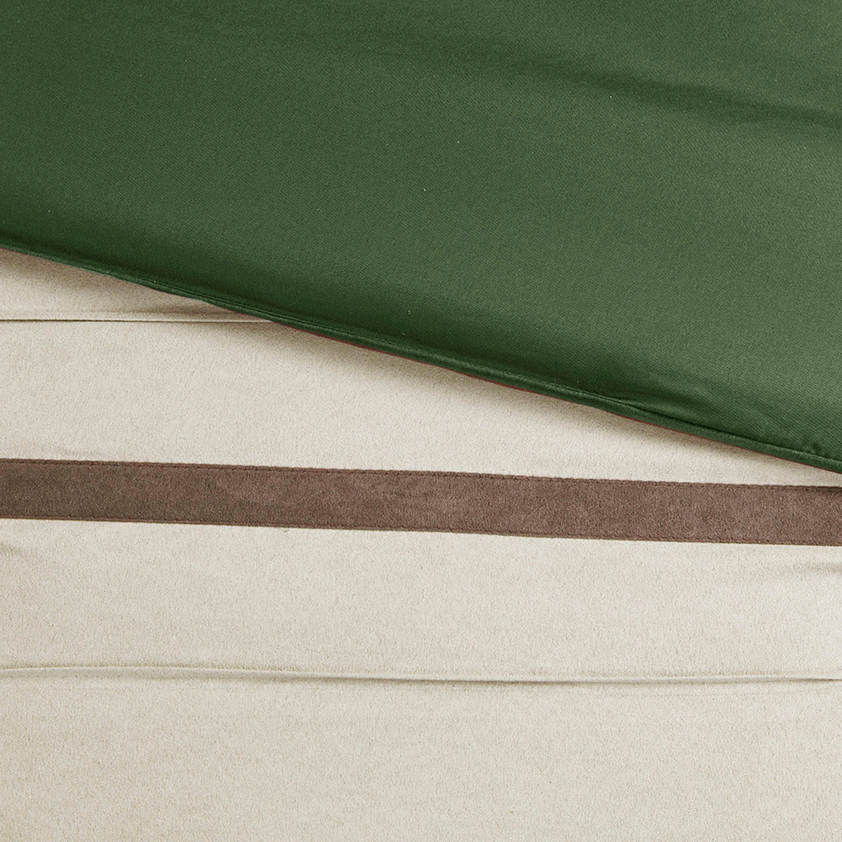 7 PC Faux Suede Comforter Set Green Queen