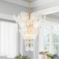 12 Light Tiered Cloud Glass Disc Cone Shaped Chandelier Burnished Brass 30.7 in