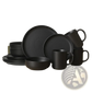 12-piece Matte Black Stoneware Dinnerware Set for 3