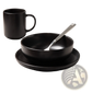 12-piece Matte Black Stoneware Dinnerware Set for 3
