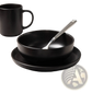 12-piece Matte Black Stoneware Dinnerware Set for 3