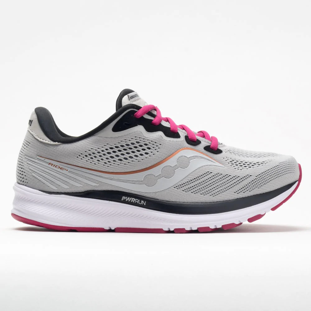 Saucony महिलाओं के लिए राइड 14 रनिंग शूज फॉग/चेरी