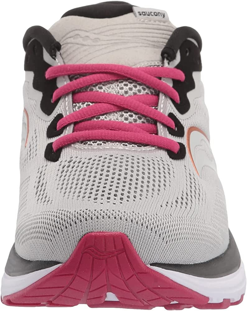Saucony महिलाओं के लिए राइड 14 रनिंग शूज फॉग/चेरी