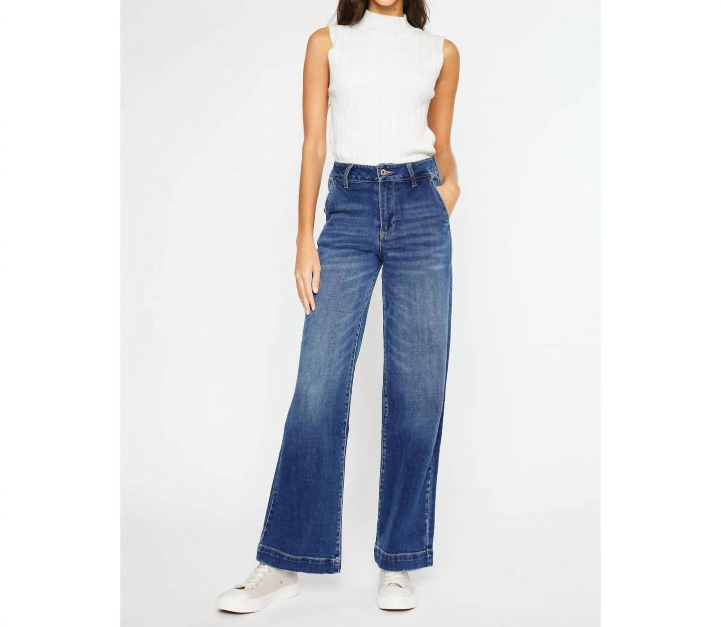 Kancan - High Rise Trouser Wide Leg Jeans