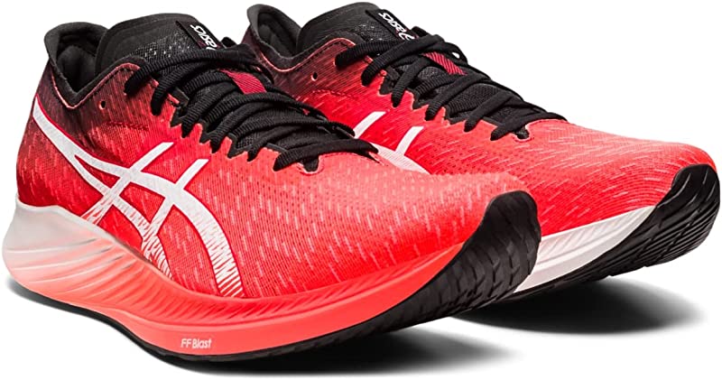 ASICS पुरुषों के मैजिक स्पीड रनिंग शूज सनराइज रेड/व्हाइट