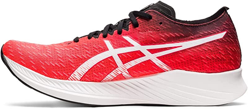 ASICS पुरुषों के मैजिक स्पीड रनिंग शूज सनराइज रेड/व्हाइट