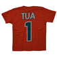 Miami Dolphins Football Tua Tagovailoa #1 Orange Youth Kids Tshirt Tee