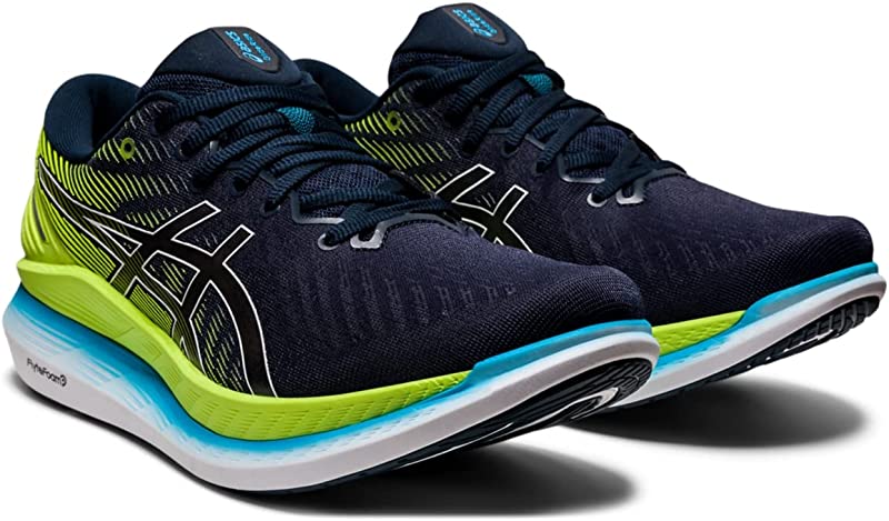 ASICS पुरुषों के ग्लाइडराइड 2 रनिंग शूज़ फ्रेंच ब्लू/हैज़र्ड ग्रीन साइज़ 12.5 मीडियम यूएस