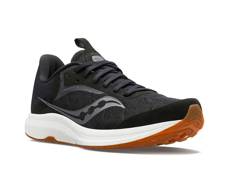 Saucony पुरुषों के फ्रीडम 4 रनिंग शूज़ ब्लैक/गम साइज़ 12.5 D मीडियम US