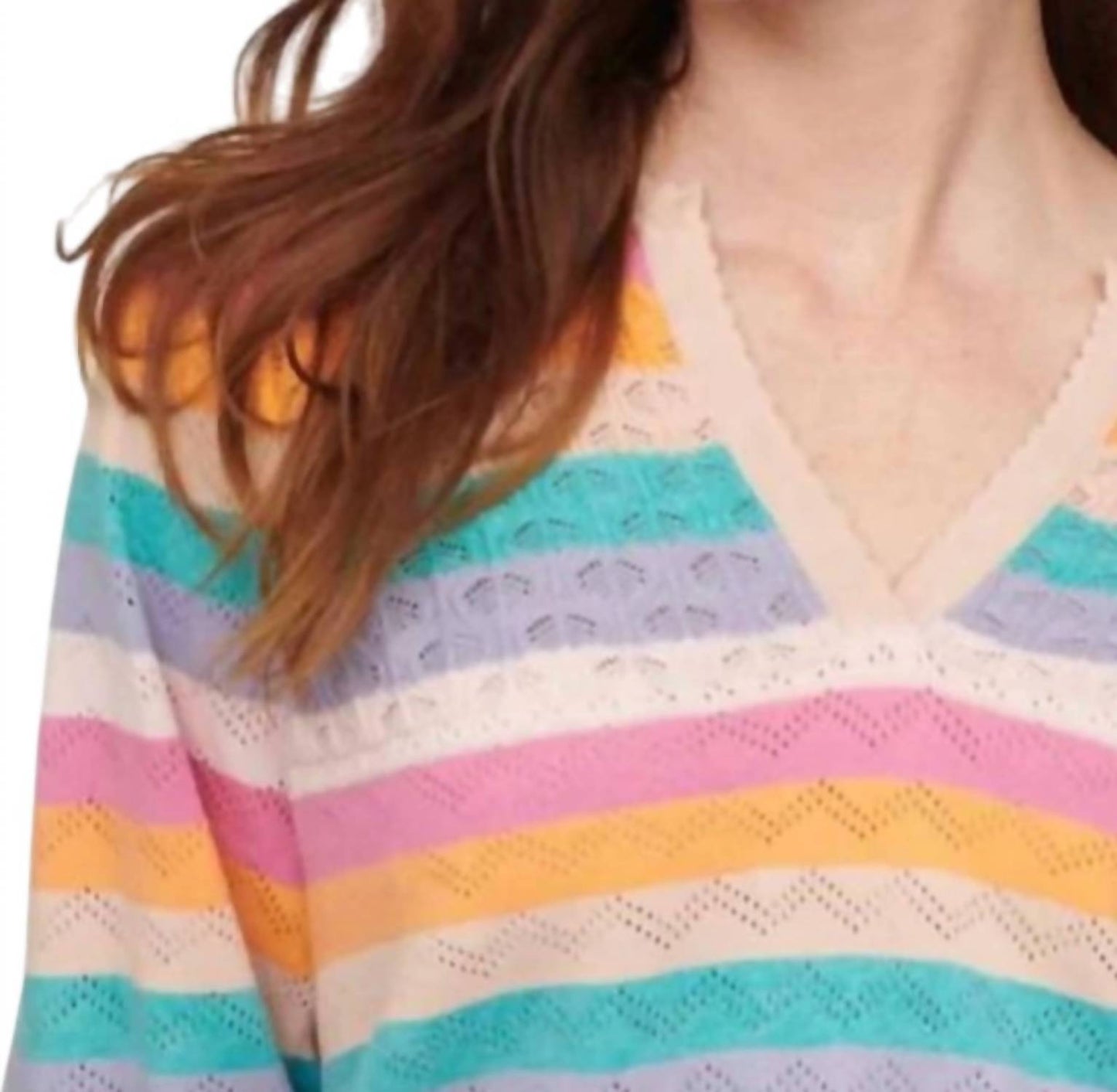 &Isla - Peace Stripe V Neck Sweater