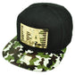 CA California Metal Emblem Gold State Camouflage Flat Bill Hat Cap Black Cali