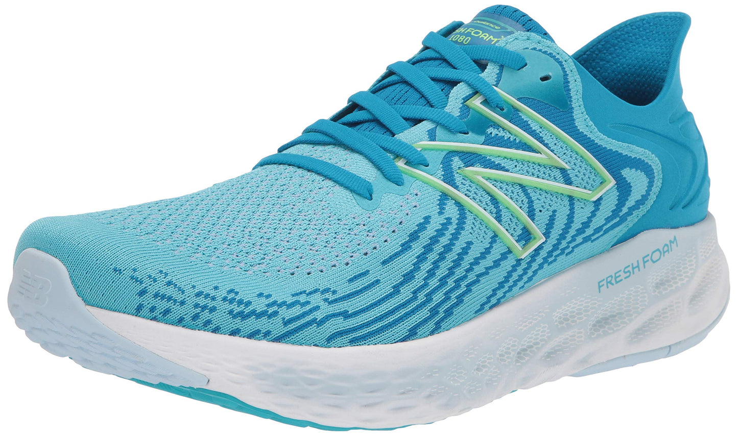New Balance Women's 1080 V11 Running Shoes Virtual Sky/Lime Size 6 D Wide US
