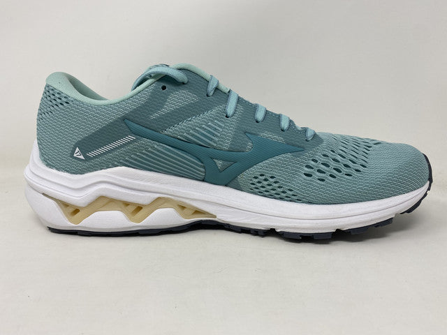 Mizuno महिलाओं के वेव इंस्पायर 17 रनिंग शूज़ एगशेल ब्लू/टर्क साइज़ 6 बी मीडियम यूएस