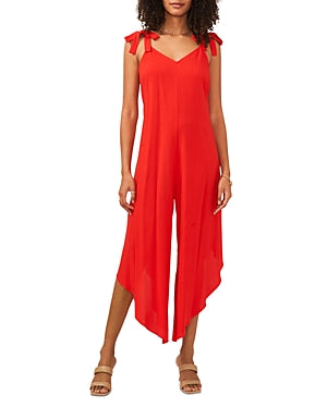 Vince Camuto Solid Tie Shoulder Cascading Jumpsuit