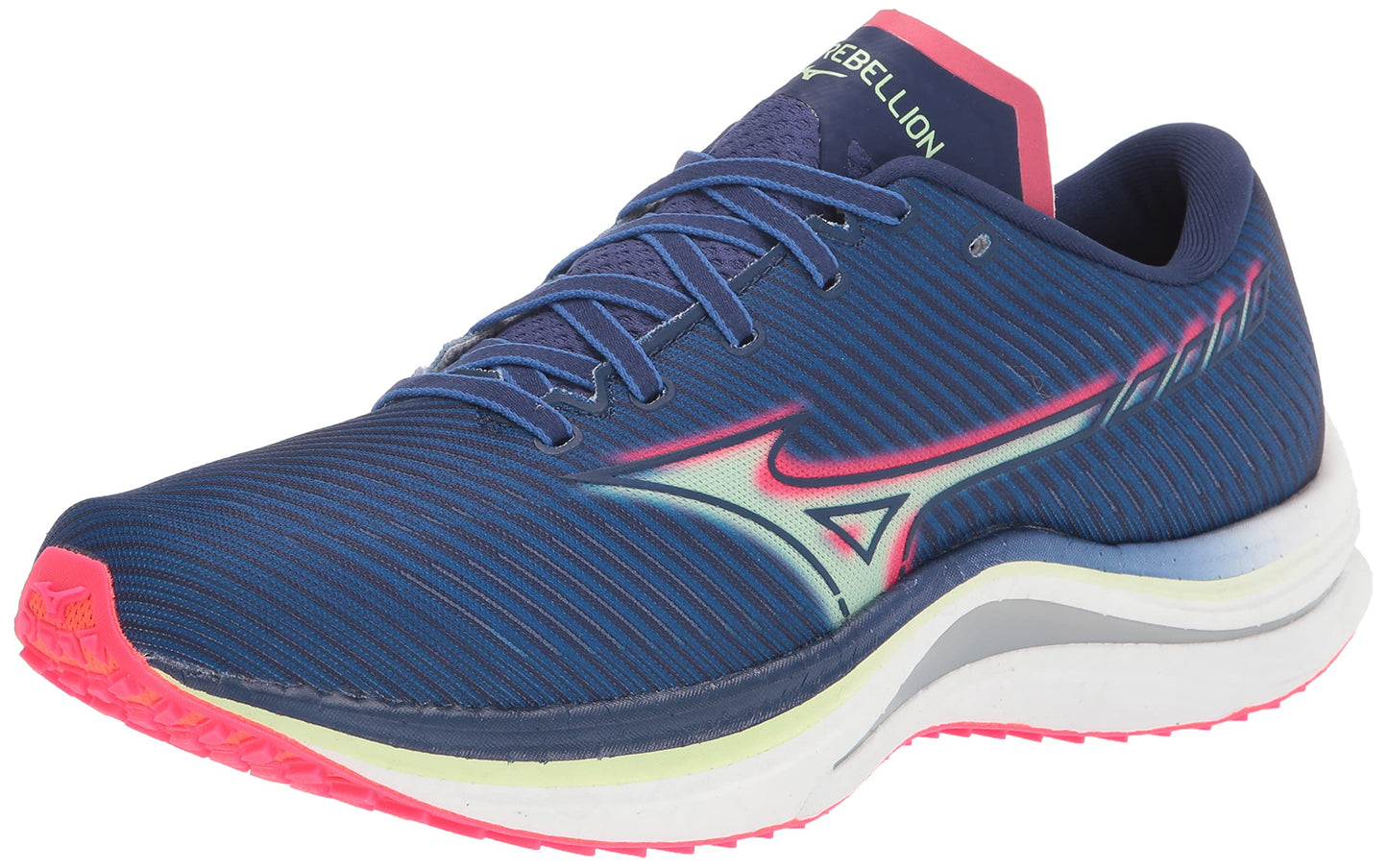 Mizuno Men's Wave Rebellion Running Shoes Blue/Paradise Pink Size 12 D Medium US