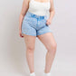 Judy Blue - Judy Blue Mid Rise Garment Dyed Cyan Denim Short 150348
