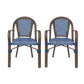 Bistro Chair With 2 Toned Checkered Pattern, (Set of 2) - White / Navy