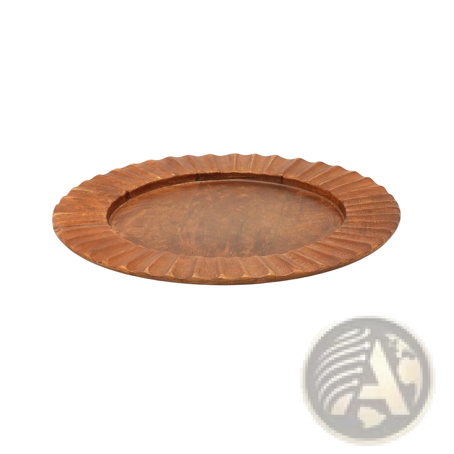 13 Inch Wood Charger Plate Scalloped Tableware