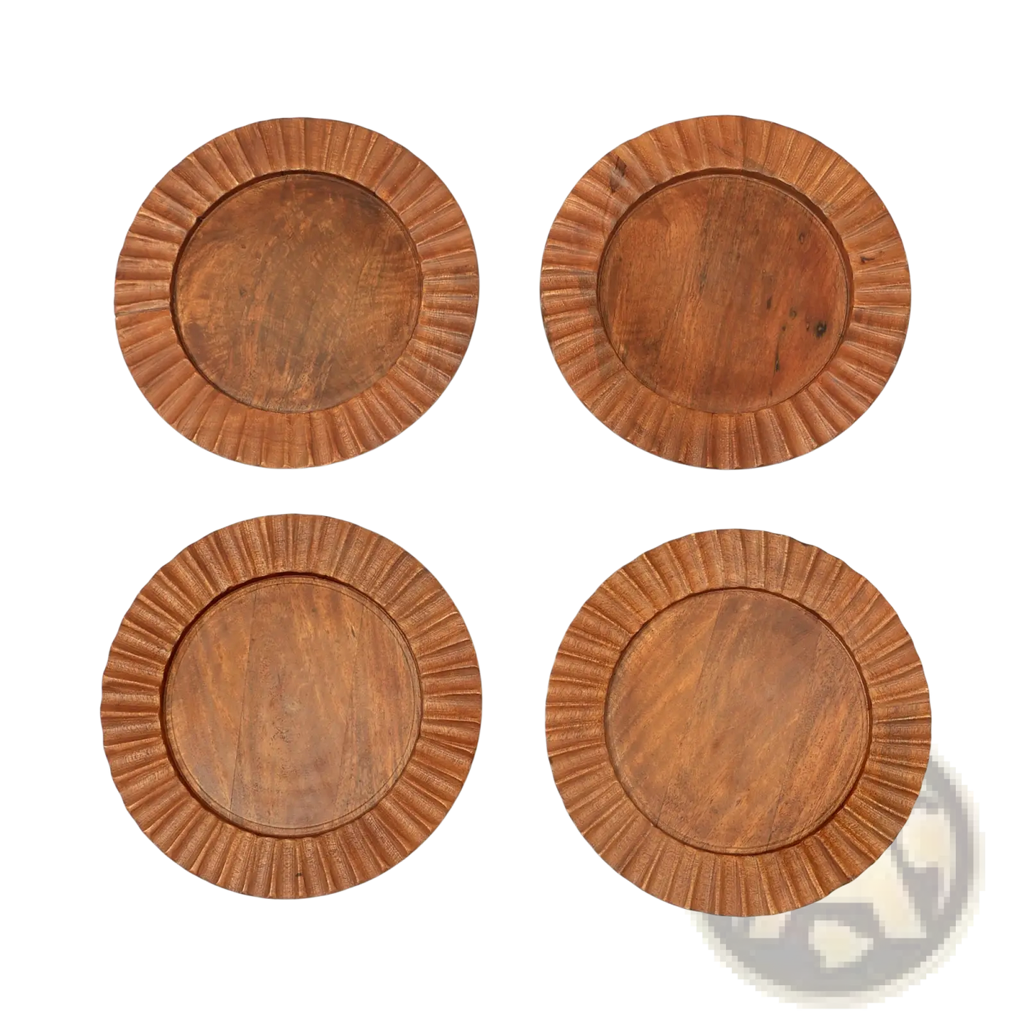 13 Inch Wood Charger Plate Scalloped Tableware