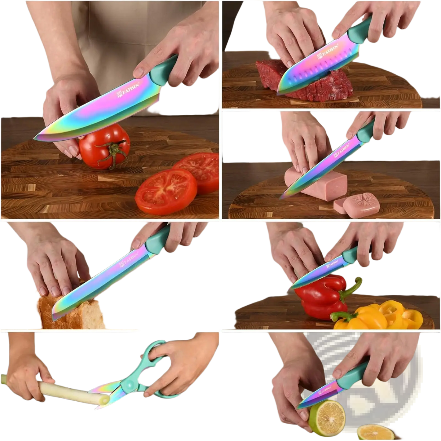 13 Piece Blue Stainless Steel Rainbow Knife Set