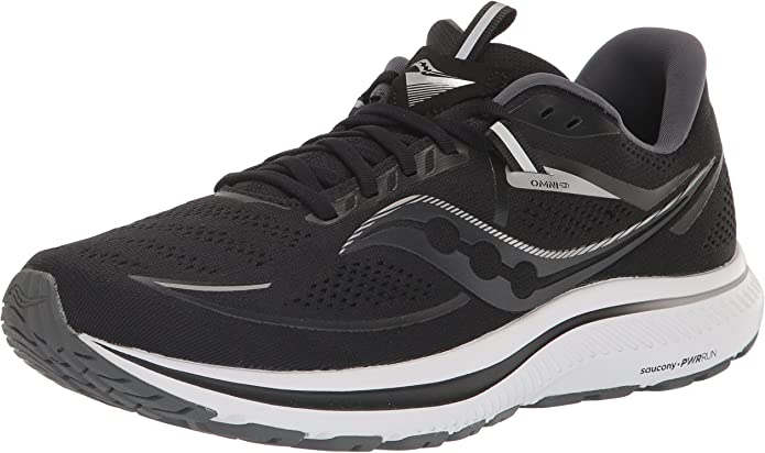 Saucony पुरुषों के ओमनी 21 रनिंग शूज़ ब्लैक/व्हाइट