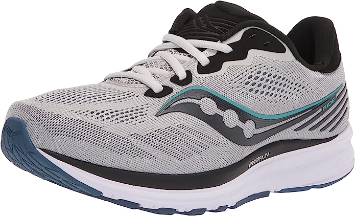 Saucony Men'S Ride 14 Running Shoes Fog/Black/Storm Size 10 2E Wide Us