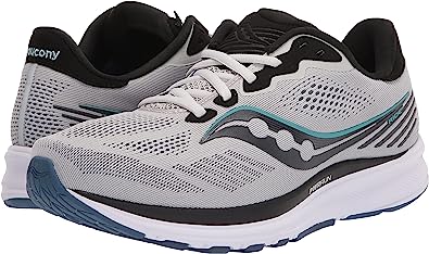 Saucony Men'S Ride 14 Running Shoes Fog/Black/Storm Size 10 2E Wide Us