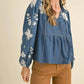 &Merci - Floral Embroidery Babydoll Top