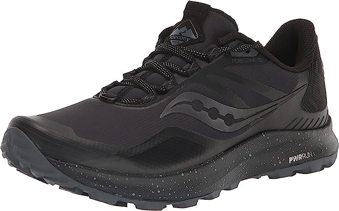 Saucony Men's Peregrine Ice+3 ट्रेल शूज़ ब्लैक/शैडो