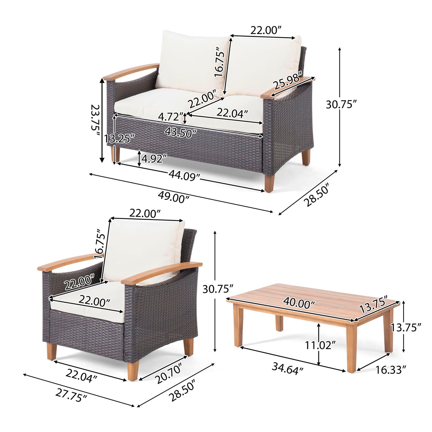 Isla Transitional Chat Set With Water Resistant Cushions - Teak