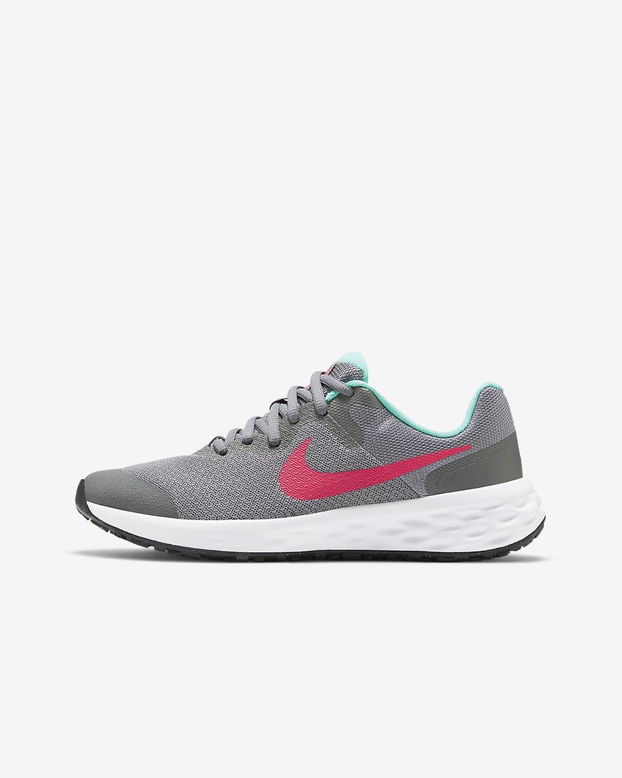Nike Big Kids Revolution 6 Running Shoes Smoke Gray/Siren Red, Gray Size 7 D Medium
