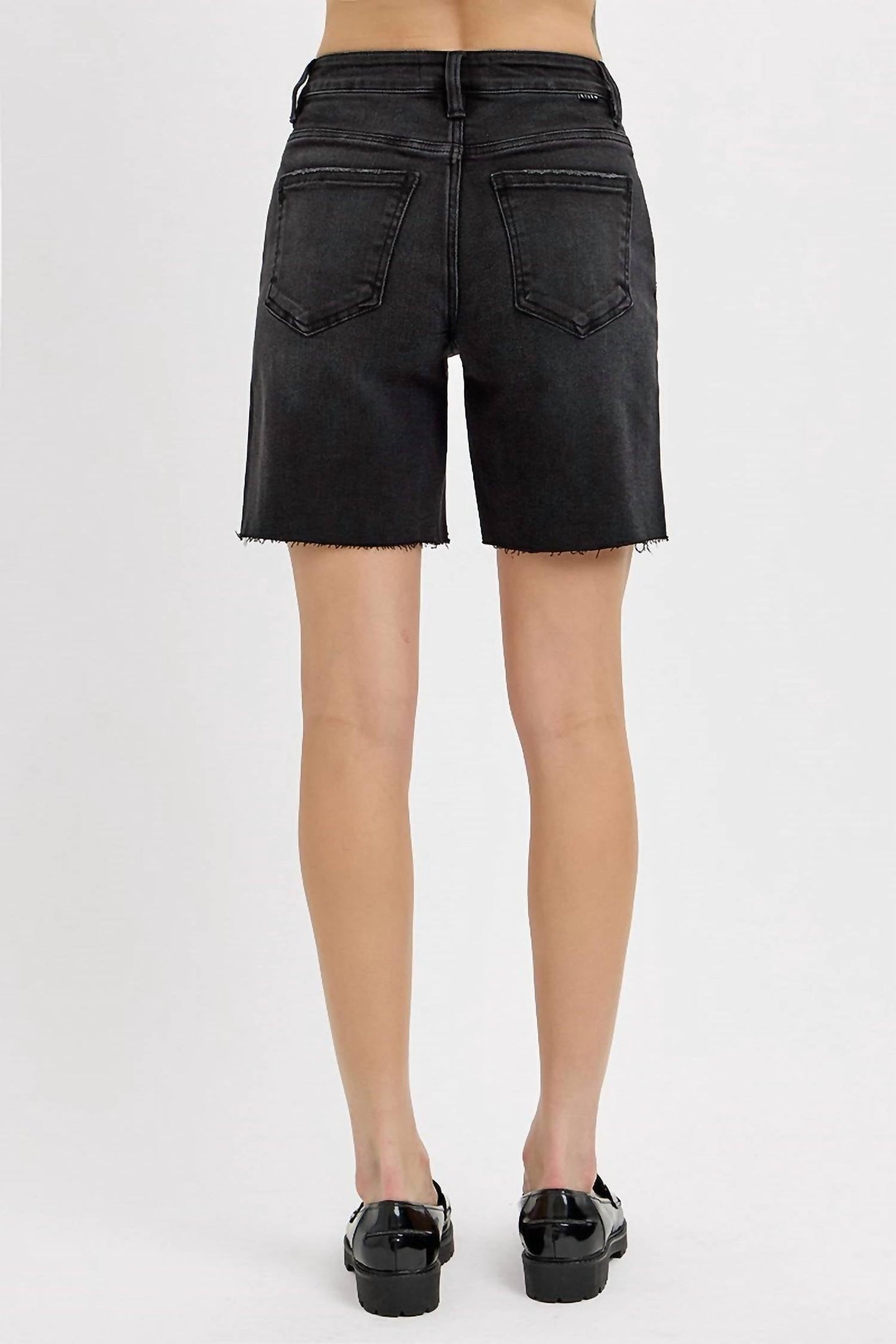 Risen - Tummy Control High Rise Mid Length Raw Cut Hem Shorts - Plus