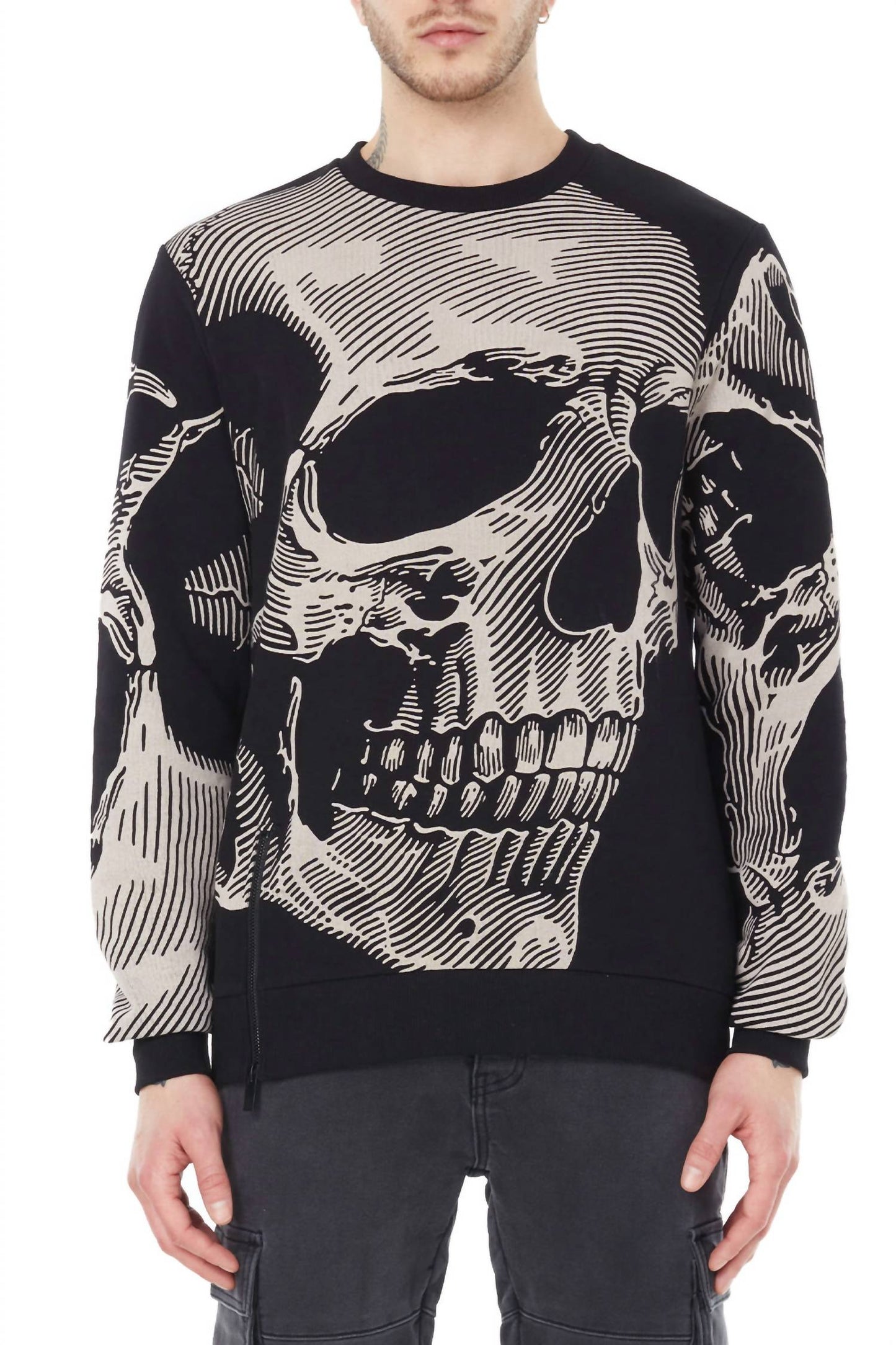 Eleven Paris - Knit Printed Bottom Zip Sweatshirt