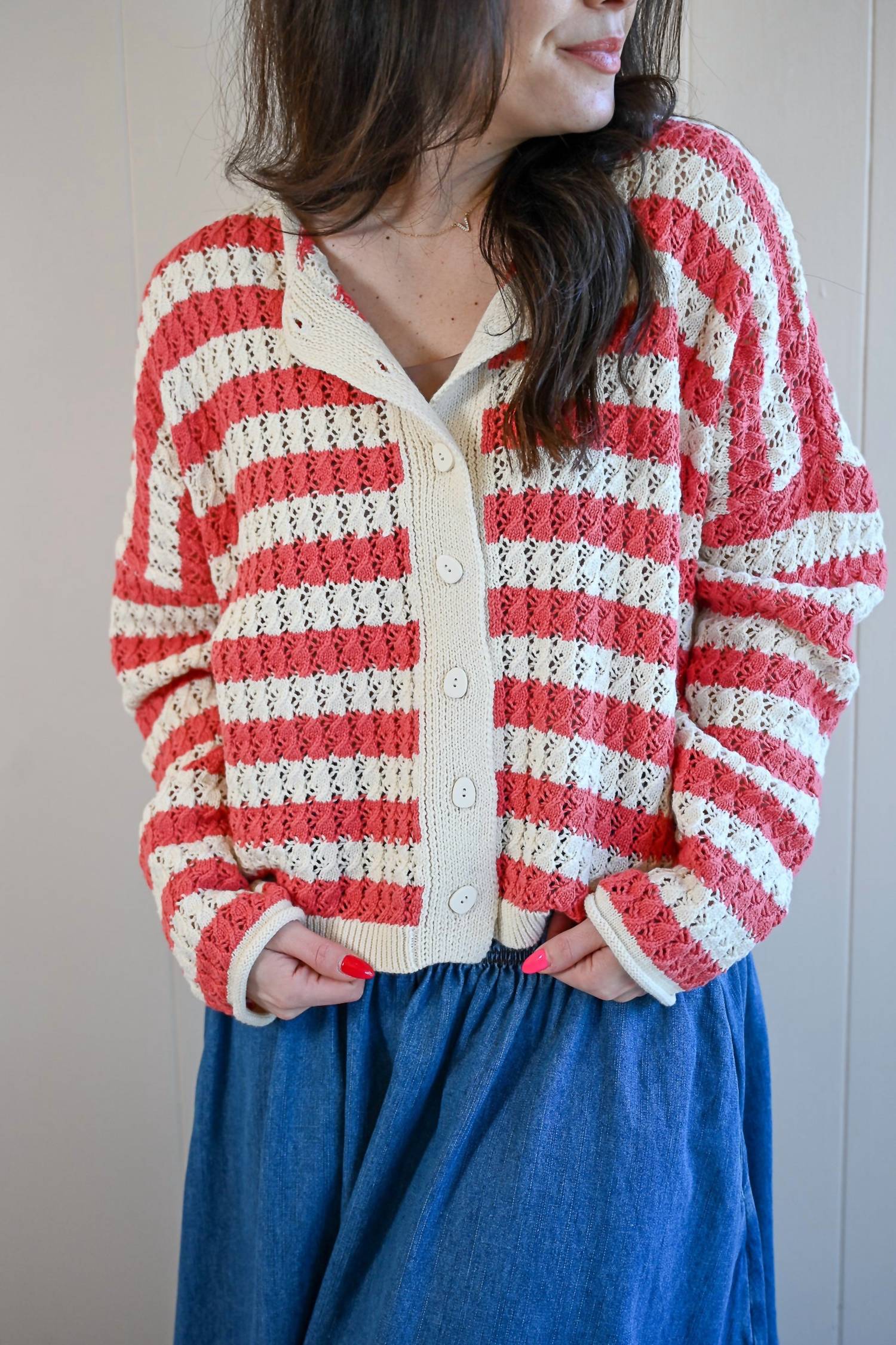 A.Ren - Balboa Avenue Striped Knit Cardigan
