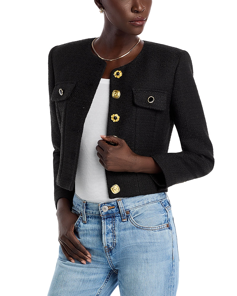French Connection Buttoned Tweed Novelty Jacket