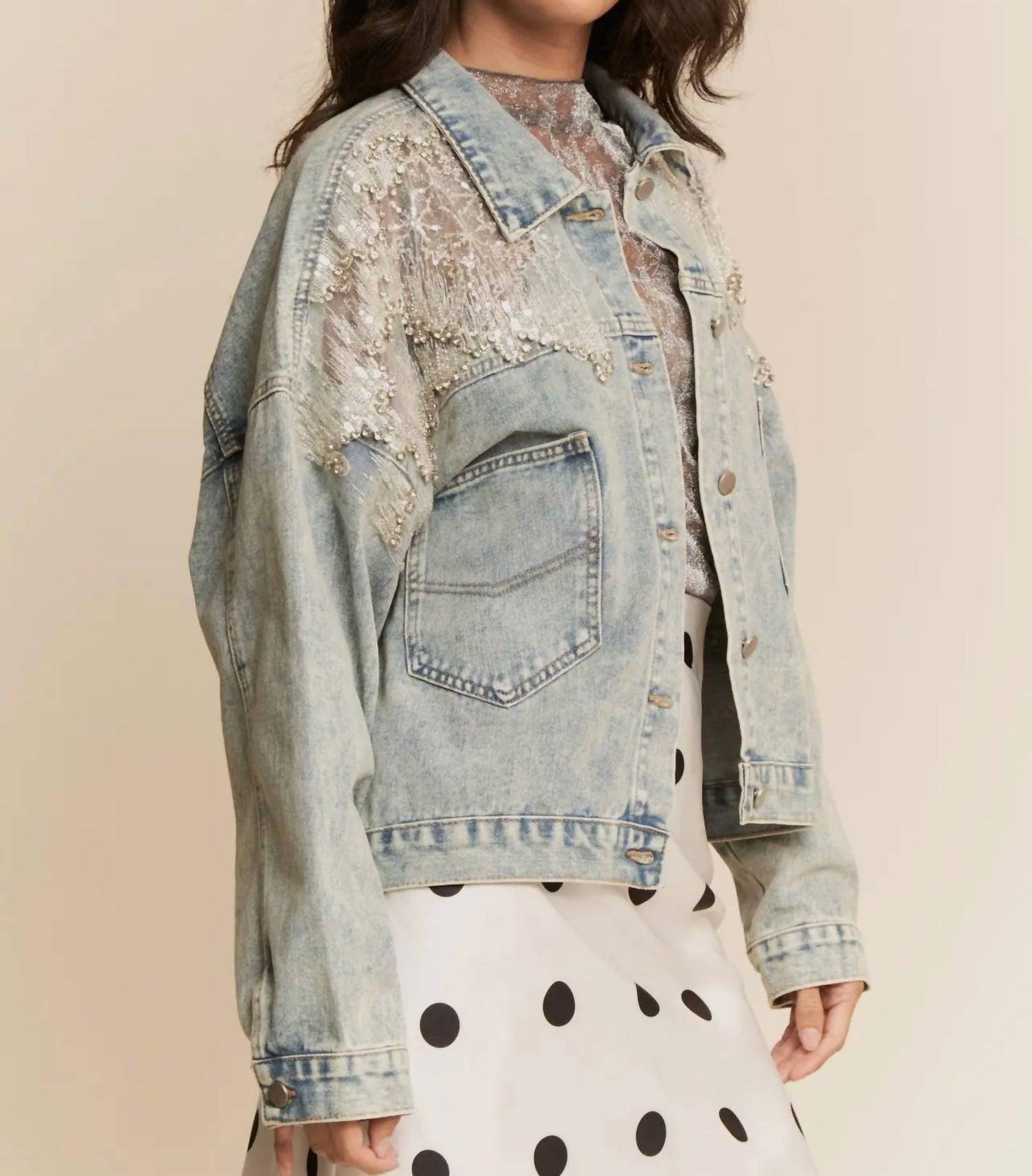 Davi & Dani - Mesh Stiching Button Down Jacket