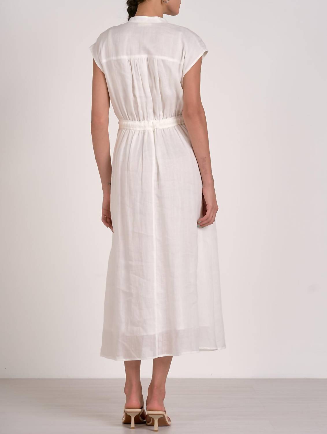 Elan - Midi Short Sleeve Tie Waist Dress