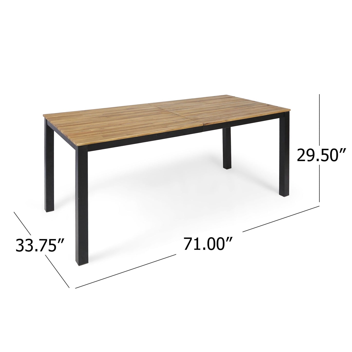 Rectangular Outdoor Dining Table With Iron Legs - Black