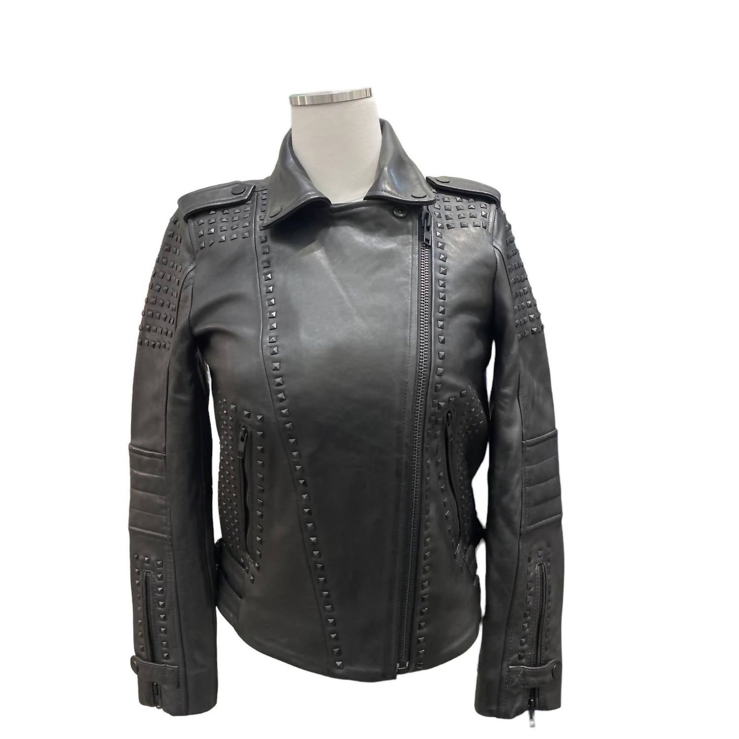 11 Uptown - Women's Studded Leather Jacket