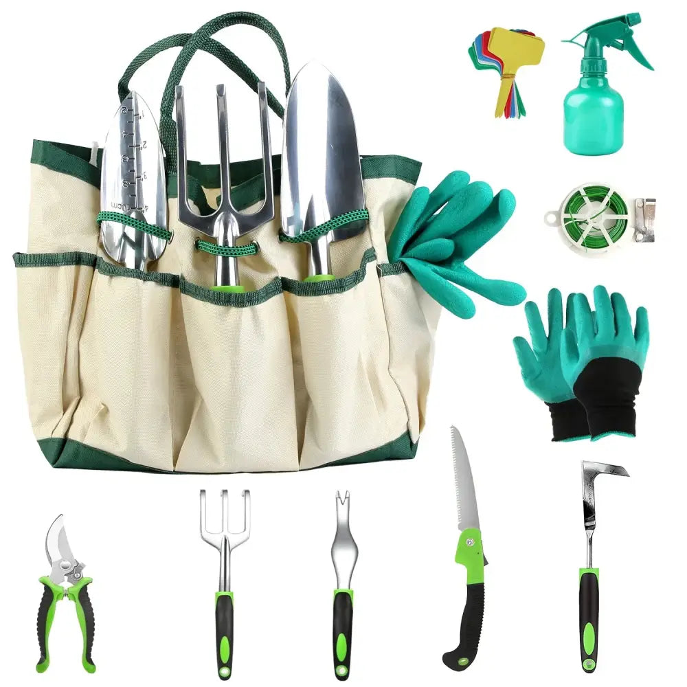 13 Piece Ergonomic Aluminum Garden Tool Set with Storage Bag