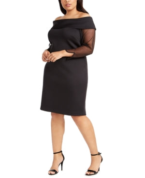 calvin-klein-plus-size-illusion-sleeve-off-the-shoulder-dress